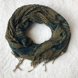 Women’s Gold and Green/Blue Scarf